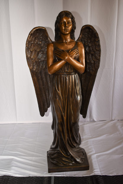 Angel Standing with her hands folded bronze Statue Size: 29" x 16" x 63"H