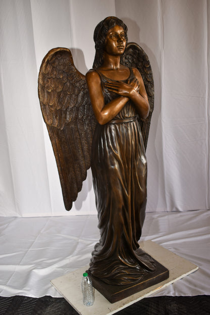 Angel Standing with her hands folded bronze Statue Size: 29" x 16" x 63"H
