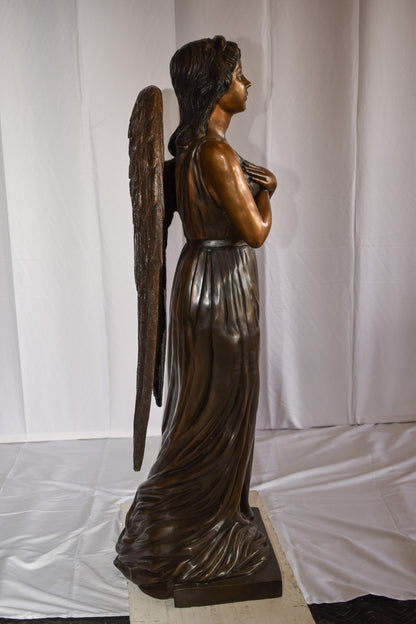 Angel Standing with her hands folded bronze Statue Size: 29" x 16" x 63"H
