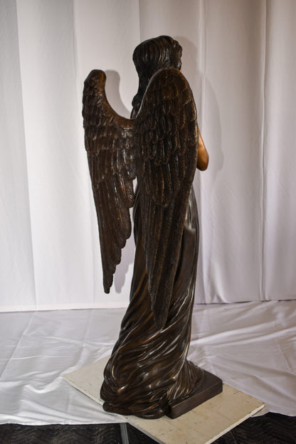 Angel Standing with her hands folded bronze Statue Size: 29" x 16" x 63"H