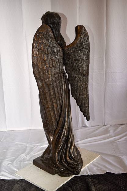 Angel Standing with her hands folded bronze Statue Size: 29" x 16" x 63"H