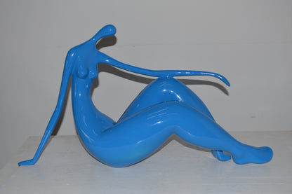 Modern Art light blue Women on the Beach Resin Statue - Size: 28"L x 8"W x 16"H