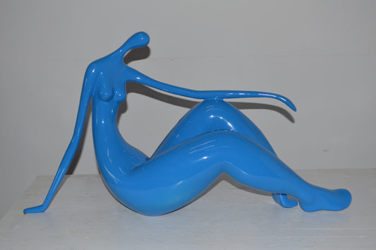 Modern Art light blue Women on the Beach Resin Statue - Size: 28"L x 8"W x 16"H