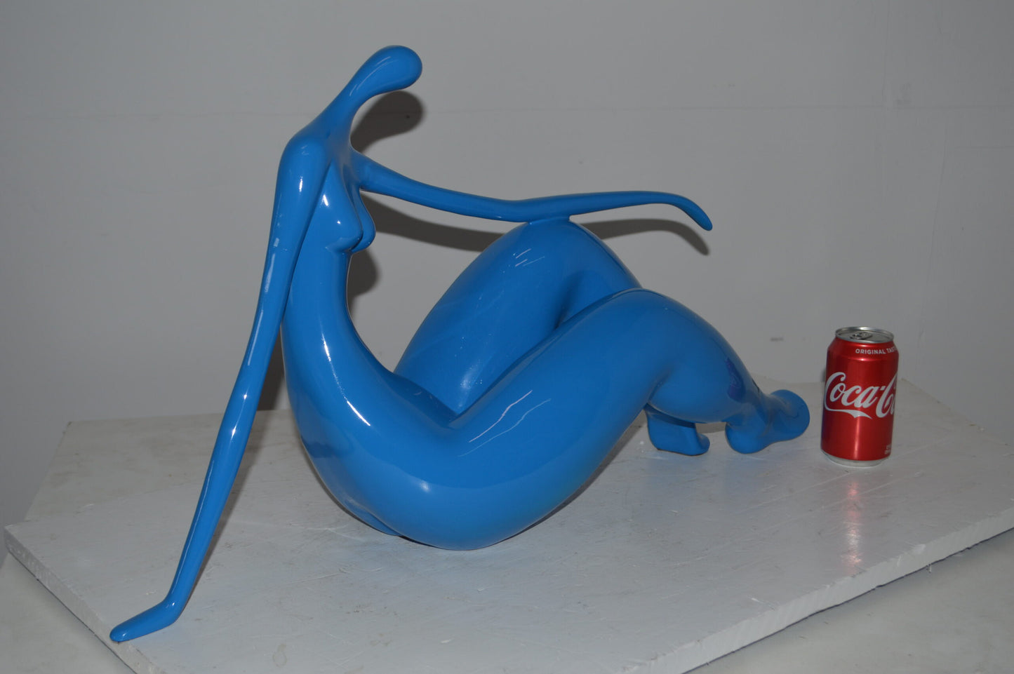 Modern Art light blue Women on the Beach Resin Statue - Size: 28"L x 8"W x 16"H