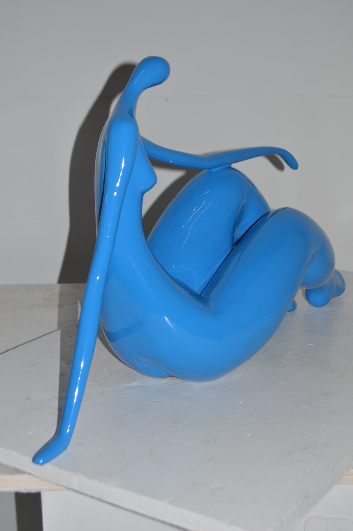 Modern Art light blue Women on the Beach Resin Statue - Size: 28"L x 8"W x 16"H