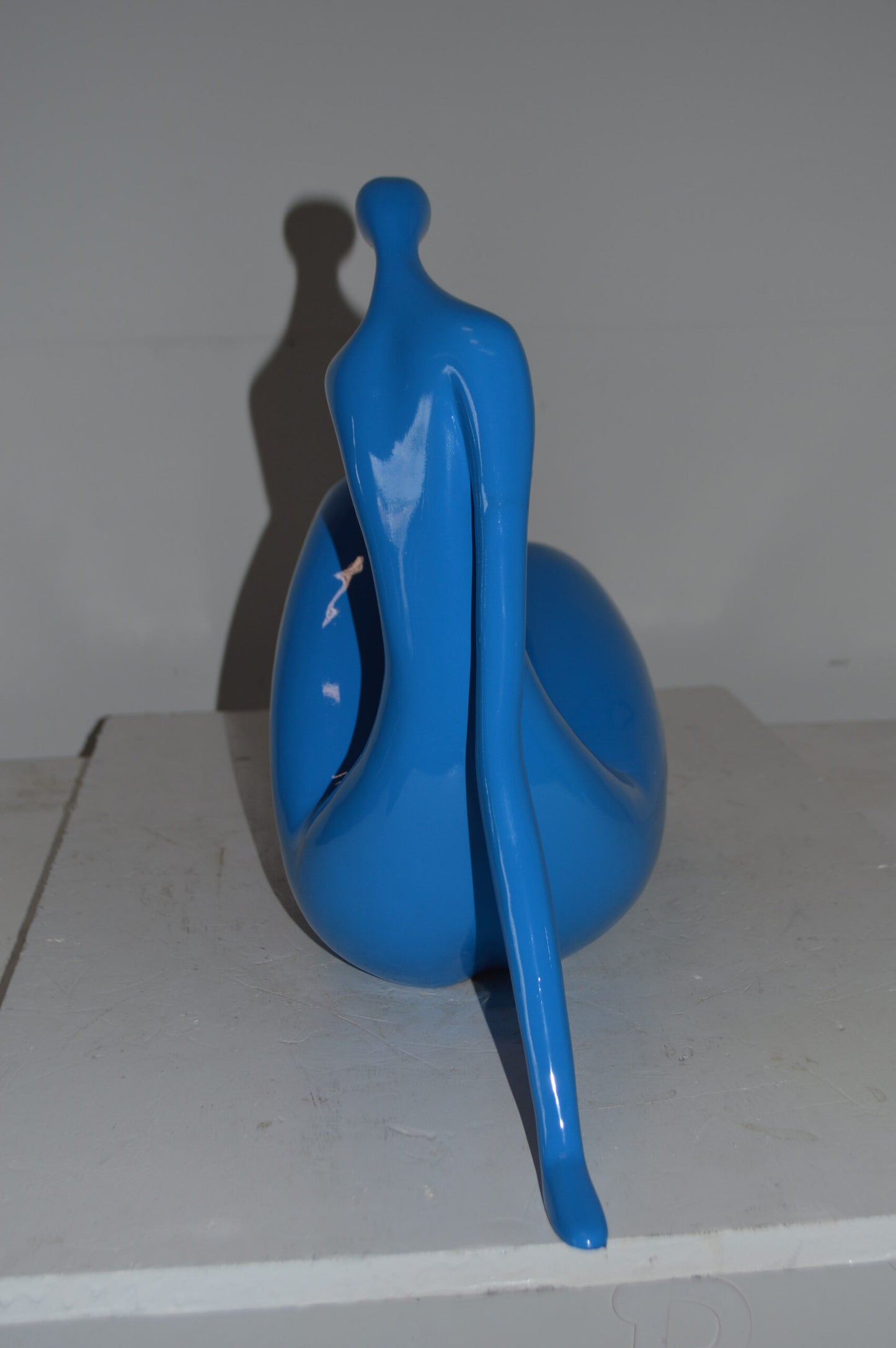 Modern Art light blue Women on the Beach Resin Statue - Size: 28"L x 8"W x 16"H