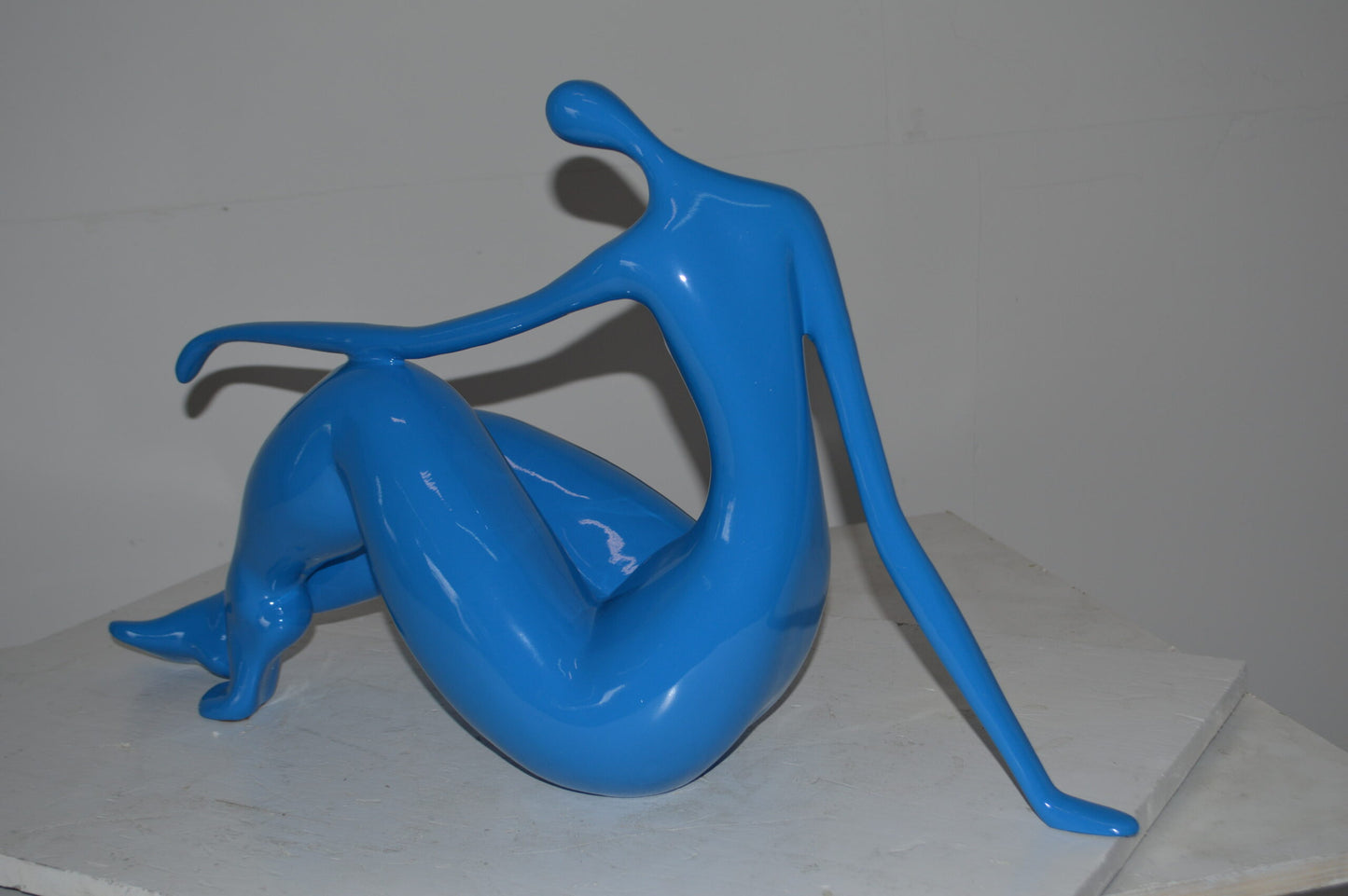 Modern Art light blue Women on the Beach Resin Statue - Size: 28"L x 8"W x 16"H