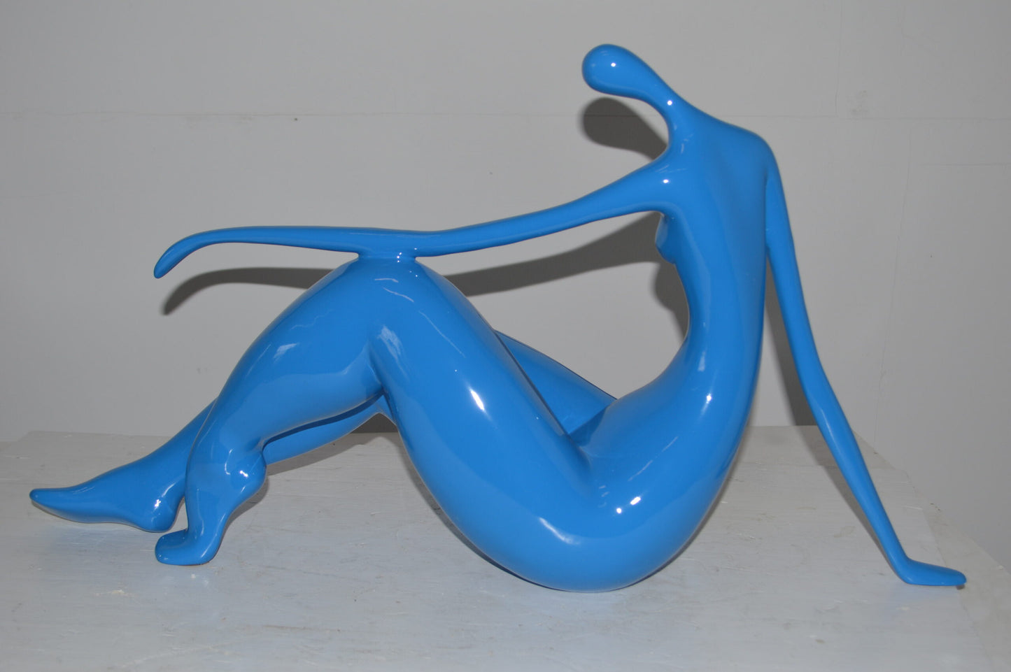 Modern Art light blue Women on the Beach Resin Statue - Size: 28"L x 8"W x 16"H