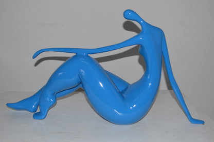 Modern Art light blue Women on the Beach Resin Statue - Size: 28"L x 8"W x 16"H