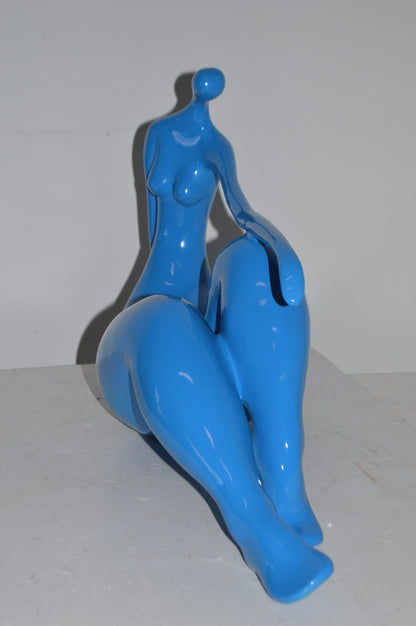 Modern Art light blue Women on the Beach Resin Statue - Size: 28"L x 8"W x 16"H