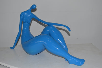 Modern Art light blue Women on the Beach Resin Statue - Size: 28"L x 8"W x 16"H
