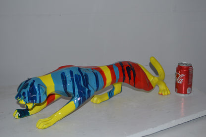 Modern Art Medium Colored Jaguar Statue Made of Resin - Size: 27"L x 7"W x 7"H.