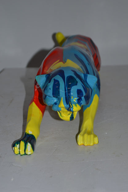 Modern Art Medium Colored Jaguar Statue Made of Resin - Size: 27"L x 7"W x 7"H.
