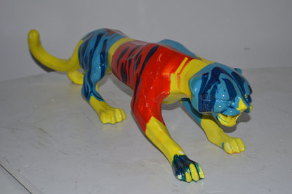 Modern Art Medium Colored Jaguar Statue Made of Resin - Size: 27"L x 7"W x 7"H.