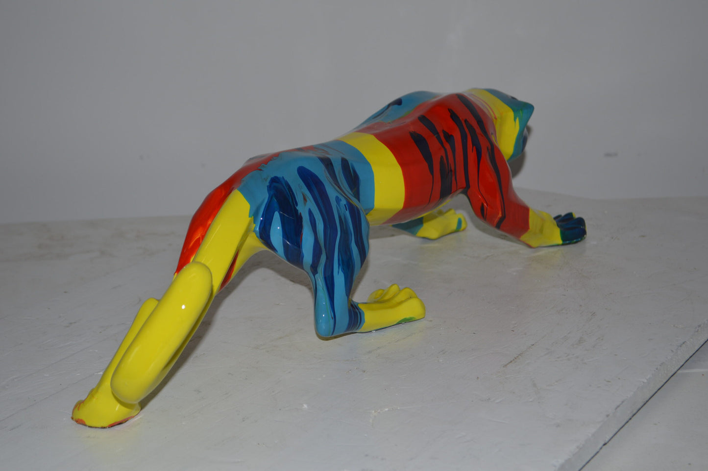 Modern Art Medium Colored Jaguar Statue Made of Resin - Size: 27"L x 7"W x 7"H.