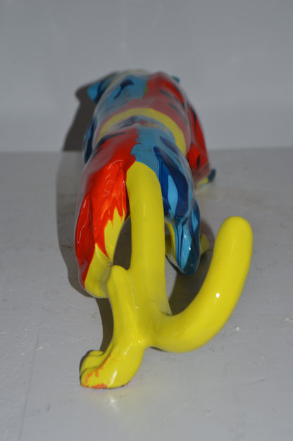 Modern Art Medium Colored Jaguar Statue Made of Resin - Size: 27"L x 7"W x 7"H.