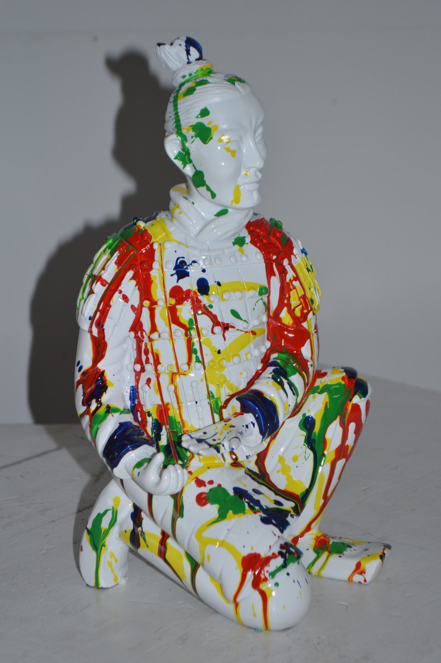 Modern Art Colorful Chinese Man resin statue - Size: 7"L x 8"W x 13"H.
