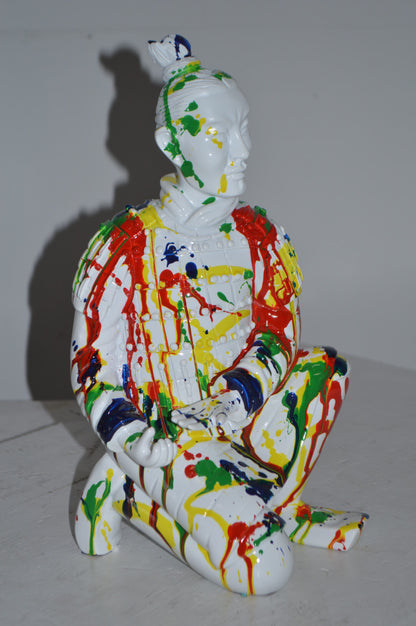 Modern Art Colorful Chinese Man resin statue - Size: 7"L x 8"W x 13"H.