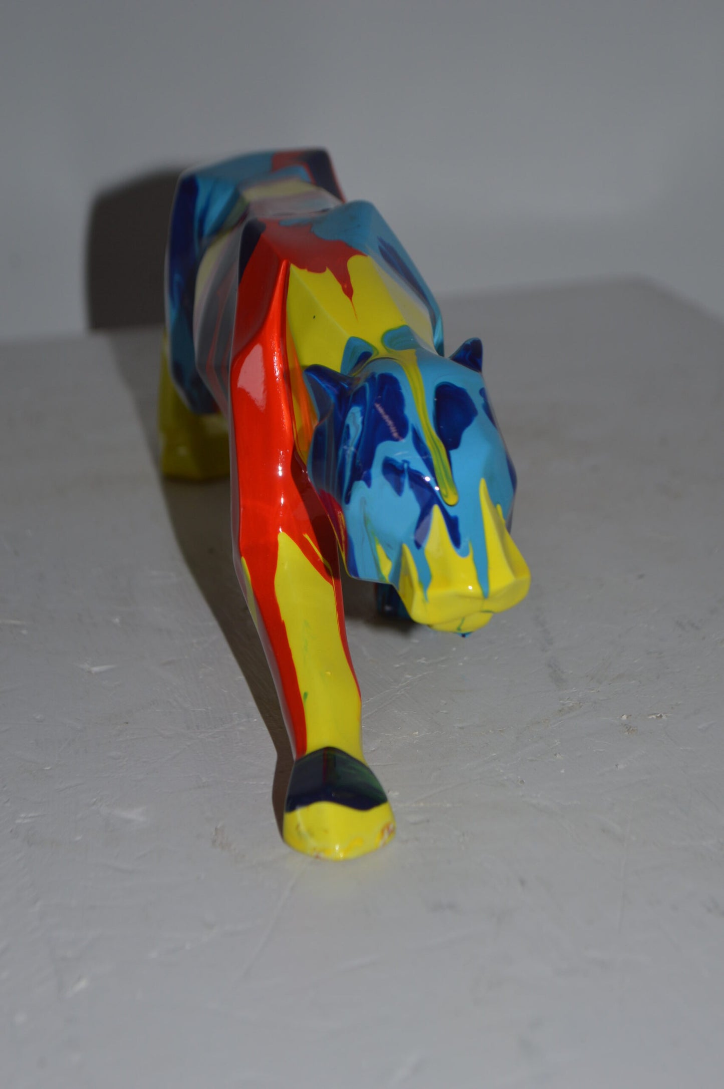 Modern Art Small Colored Jaguar Statue Made of Resin - Size: 17"L x 4"W x 5"H.