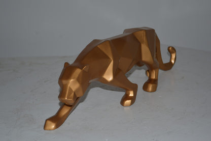 Modern Art Small Gold Jaguar Statue Made of Resin - Size: 17"L x 4"W x 5"H.