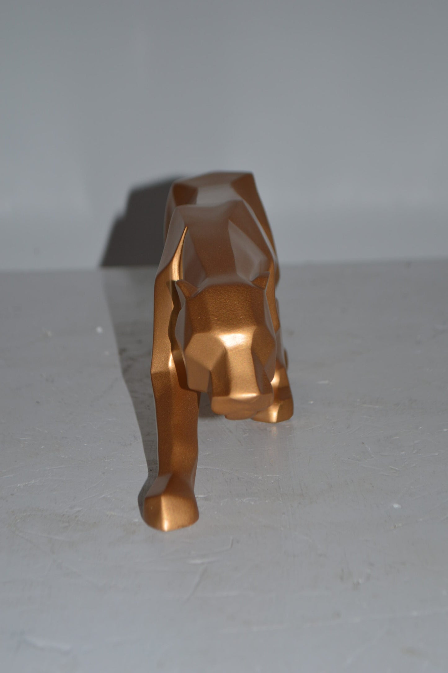 Modern Art Small Gold Jaguar Statue Made of Resin - Size: 17"L x 4"W x 5"H.