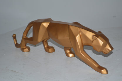 Modern Art Small Gold Jaguar Statue Made of Resin - Size: 17"L x 4"W x 5"H.