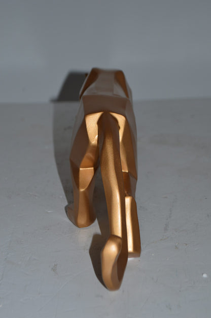 Modern Art Small Gold Jaguar Statue Made of Resin - Size: 17"L x 4"W x 5"H.