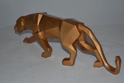 Modern Art Small Gold Jaguar Statue Made of Resin - Size: 17"L x 4"W x 5"H.