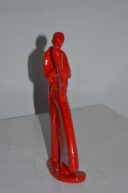 Bride and Groom Red Resin Statue Modern Art - Size: 3"L x 9"W x 12"H.