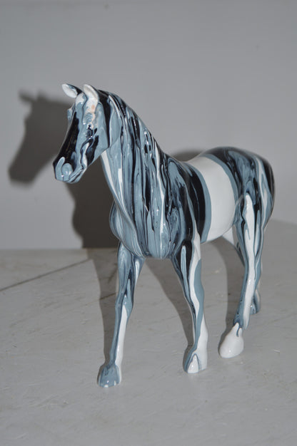 Modern Art Multi Color Horse Resin Statue - Size: 4"L x 13"W x 11"H.