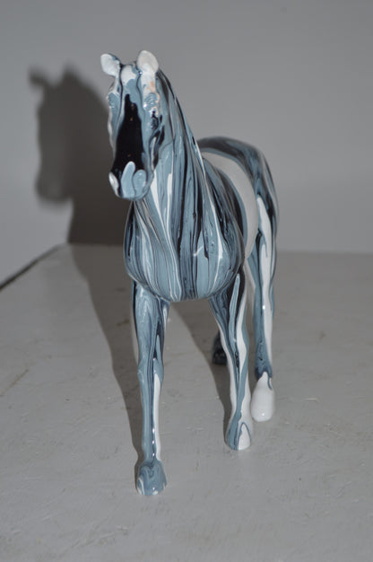 Modern Art Multi Color Horse Resin Statue - Size: 4"L x 13"W x 11"H.