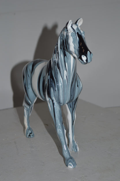 Modern Art Multi Color Horse Resin Statue - Size: 4"L x 13"W x 11"H.