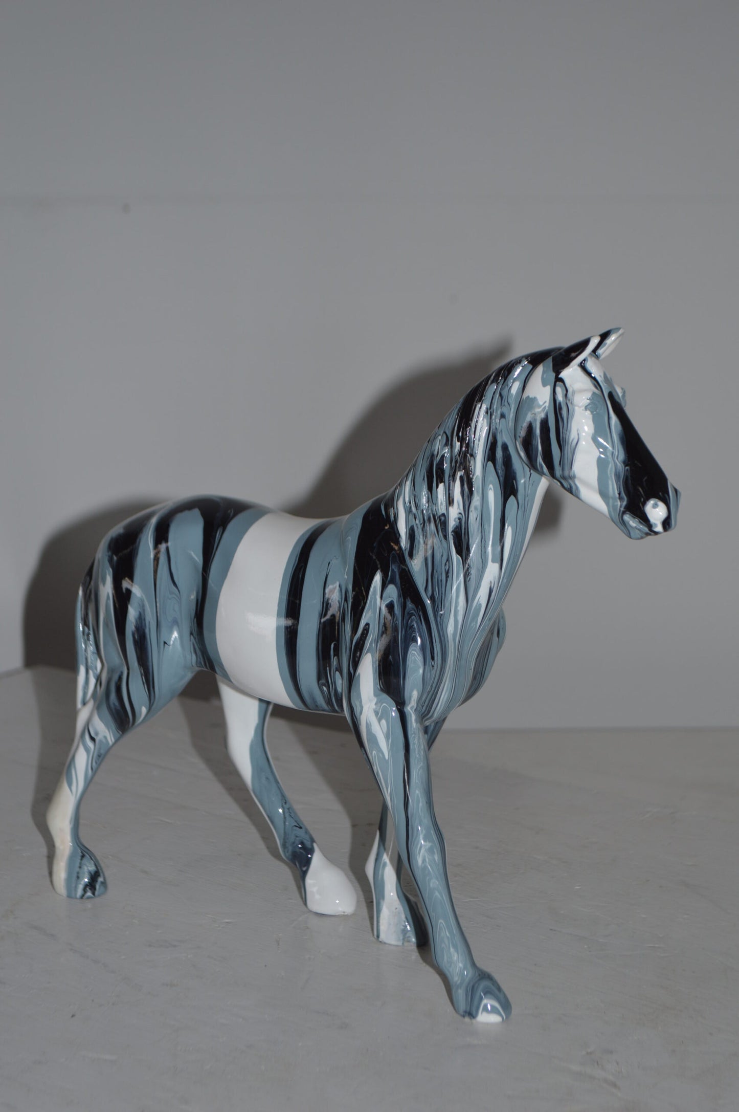 Modern Art Multi Color Horse Resin Statue - Size: 4"L x 13"W x 11"H.