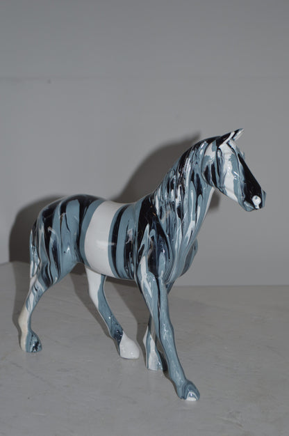 Modern Art Multi Color Horse Resin Statue - Size: 4"L x 13"W x 11"H.