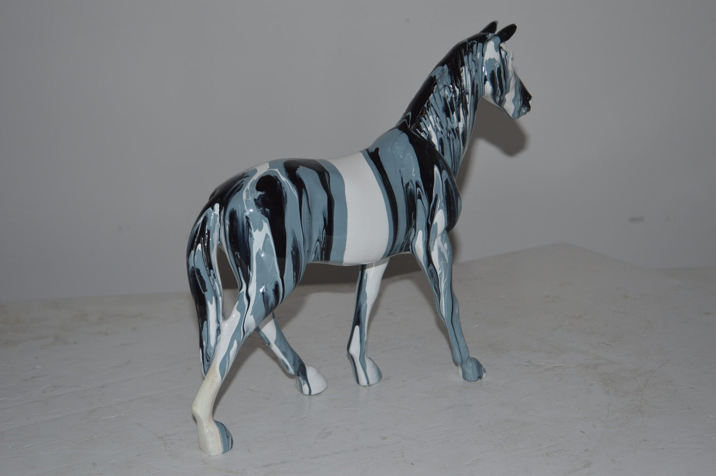 Modern Art Multi Color Horse Resin Statue - Size: 4"L x 13"W x 11"H.
