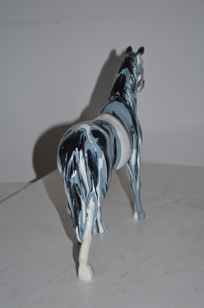 Modern Art Multi Color Horse Resin Statue - Size: 4"L x 13"W x 11"H.