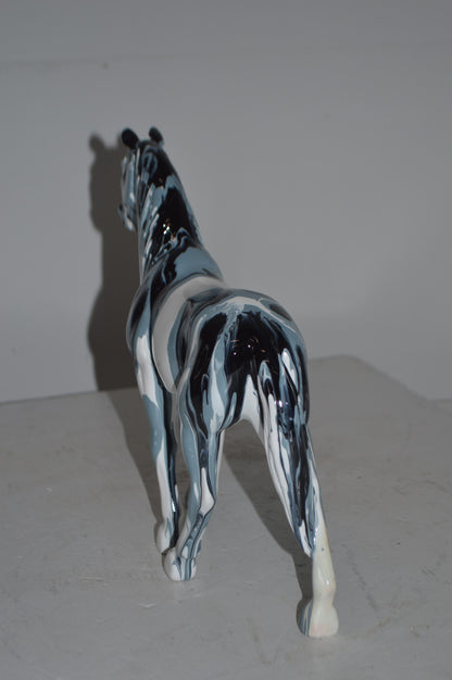 Modern Art Multi Color Horse Resin Statue - Size: 4"L x 13"W x 11"H.