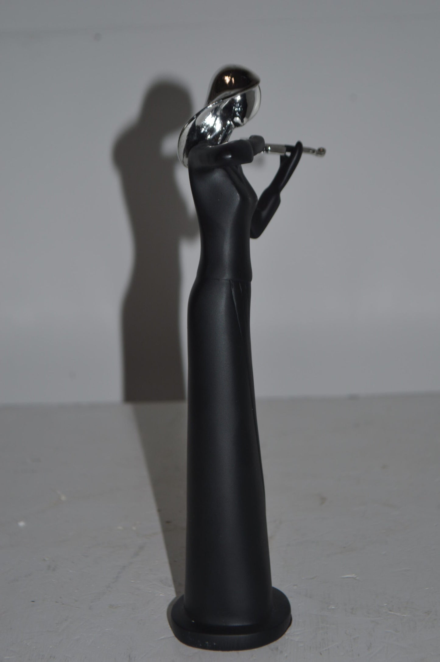 Women Playing the Violin Black and Chrome Resin Statue - Size: 5"L x 4"W x 12"H