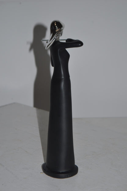 Women Playing the Violin Black and Chrome Resin Statue - Size: 5"L x 4"W x 12"H