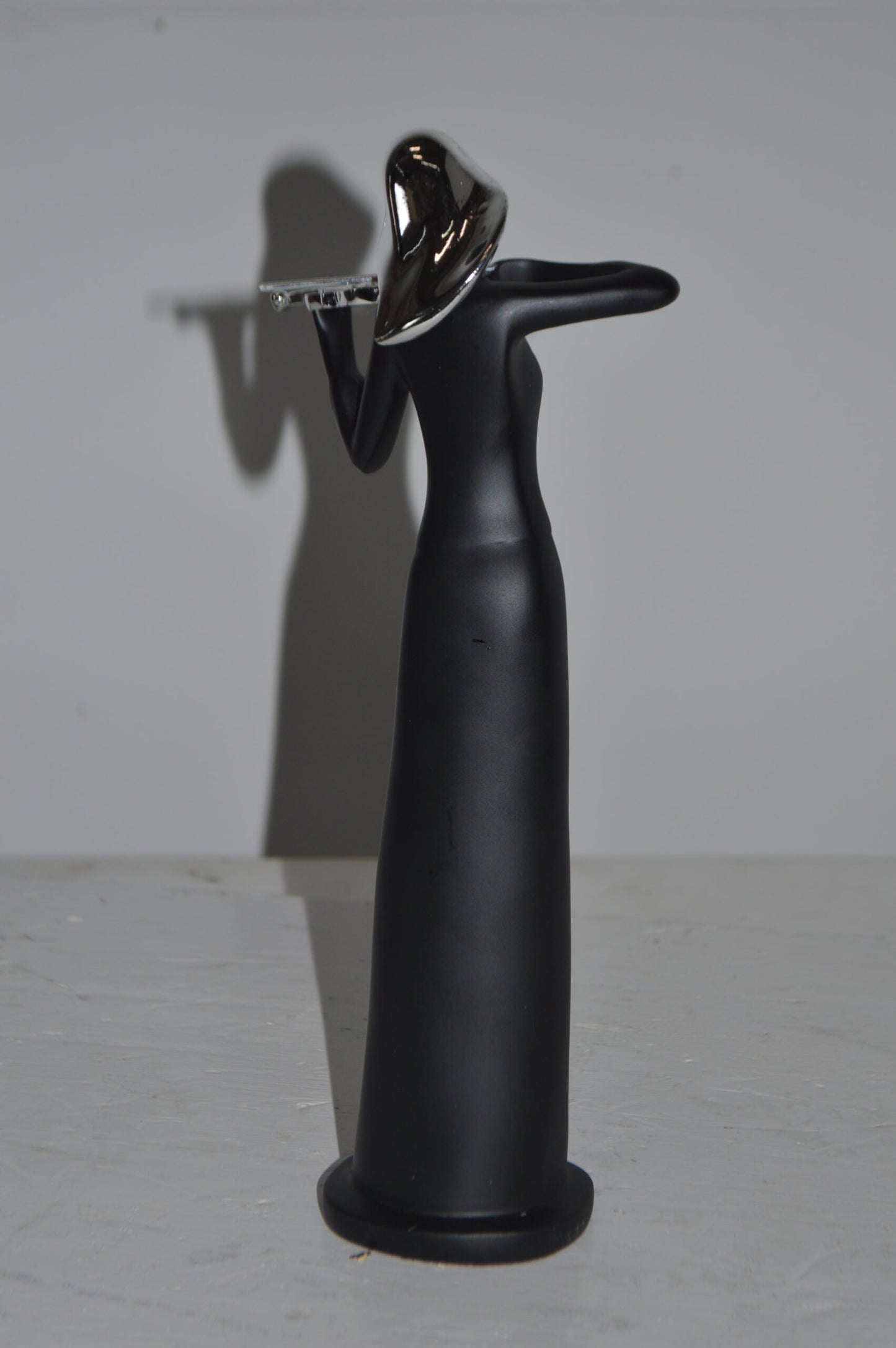 Women Playing the Violin Black and Chrome Resin Statue - Size: 5"L x 4"W x 12"H