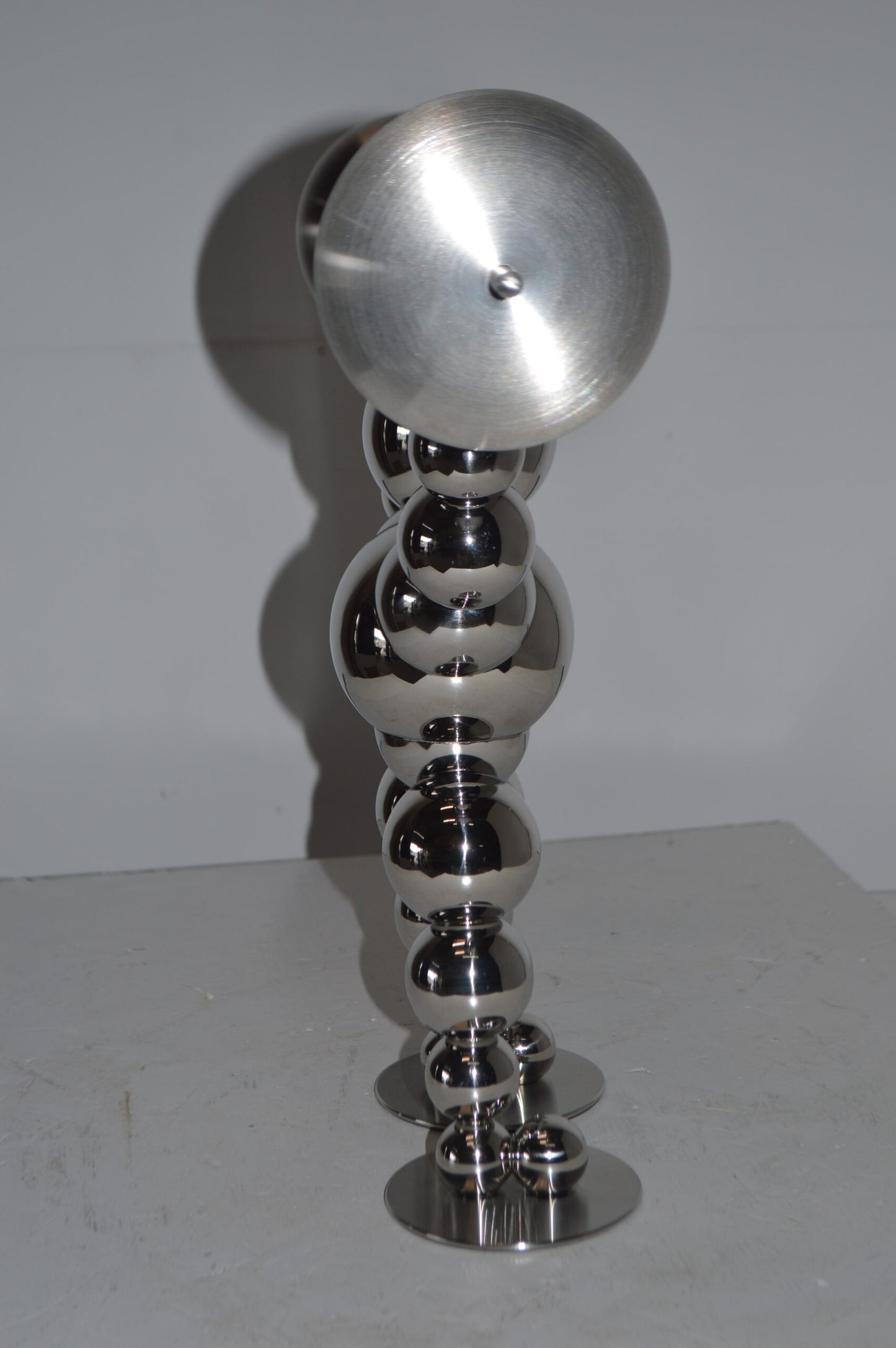 Modern Art Weightlifter Up Position Chrome Balls Statue - Size: 20"x5"x17"H