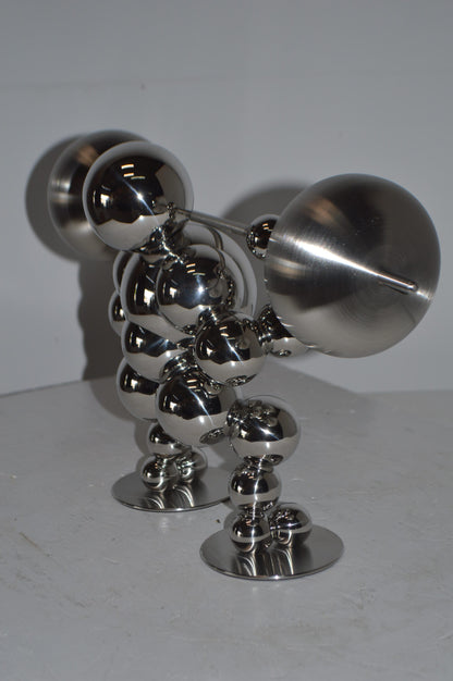 Modern Art Weightlifter Squat Position Chrome Statue - Size: 20"L x 7"W x 12"H.