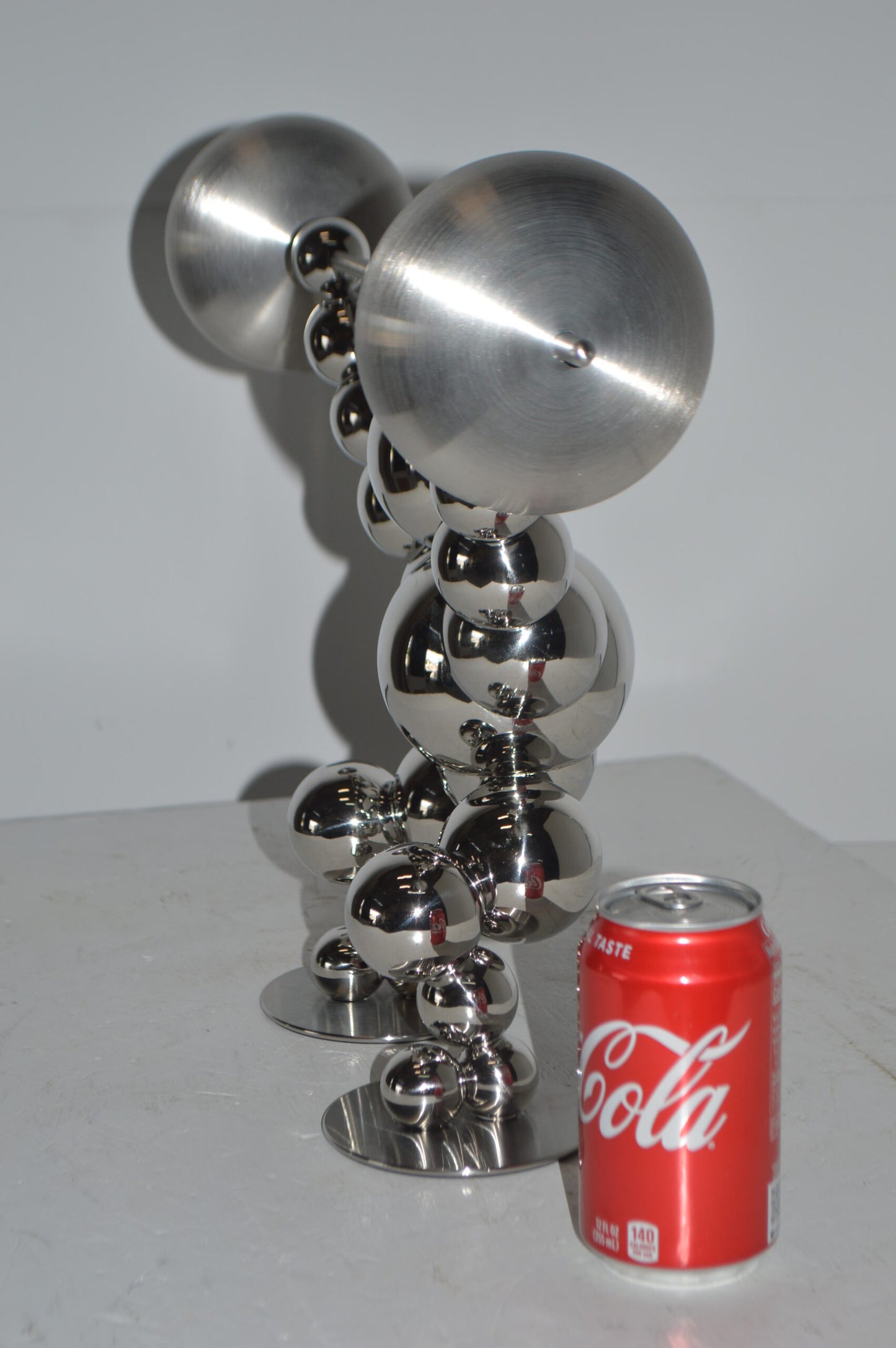 Modern Art Weightlifter Catch Position Chrome Statue - Size: 20"L x 7"W x 15"H.