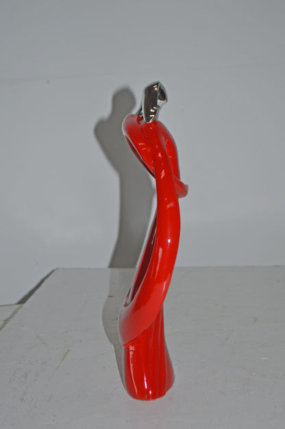 Modern Art of a Couple Hugging Red Chrome Resin Statue - Size: 8"L x 2"W x 12"H