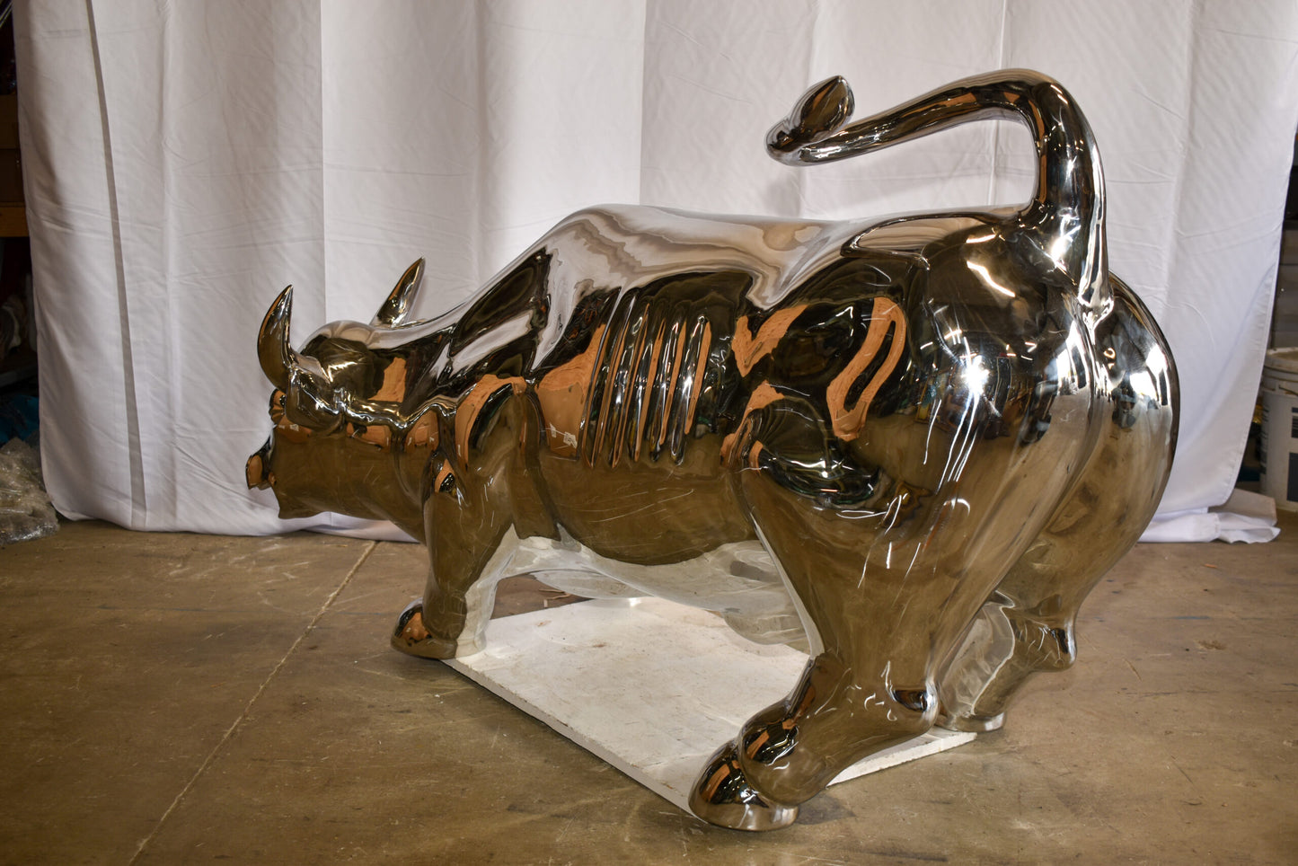 Large Wall Street Bull Made of Stainless Steel 60" x 30" x 37"H