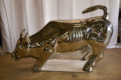 Large Wall Street Bull Made of Stainless Steel 60" x 30" x 37"H
