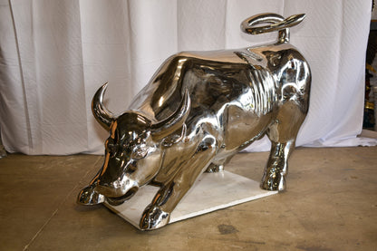 Large Wall Street Bull Made of Stainless Steel 60" x 30" x 37"H