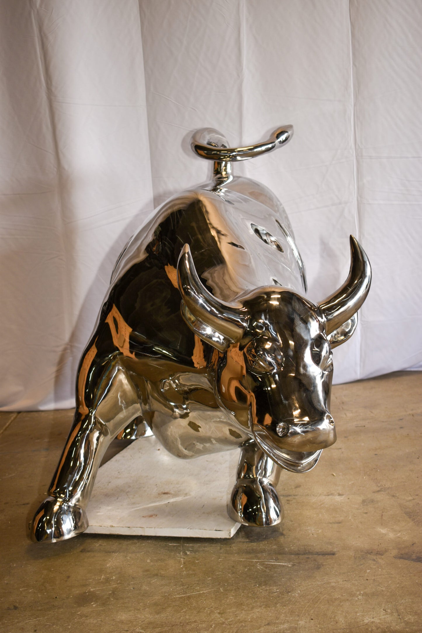 Large Wall Street Bull Made of Stainless Steel 60" x 30" x 37"H