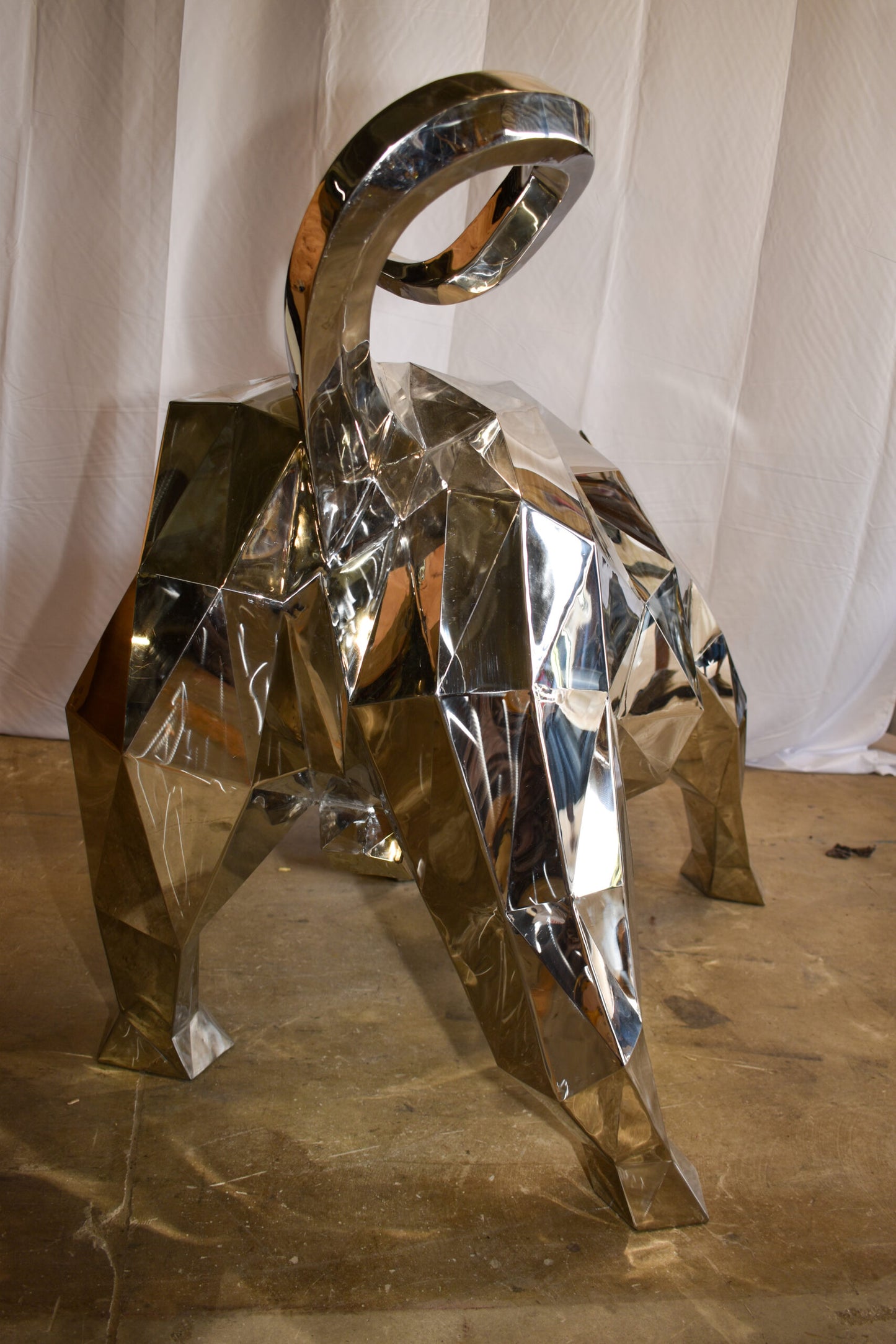 Modern Variation of Wall Street Bull Stainless Steel Statue 80" x 49" x 49"H