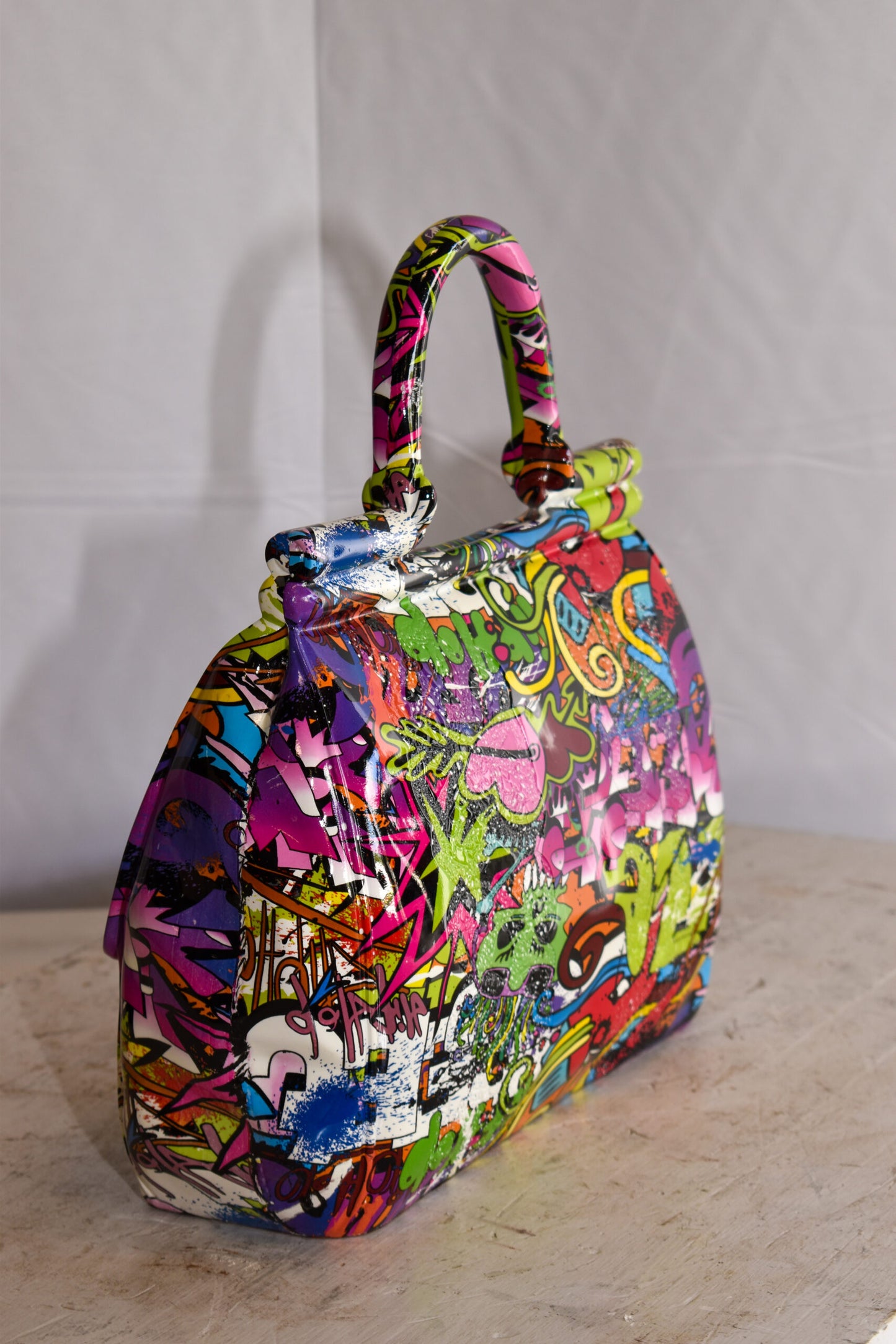 Graffiti Hand Bag Resin Statue 6" x 14" x 15"H
